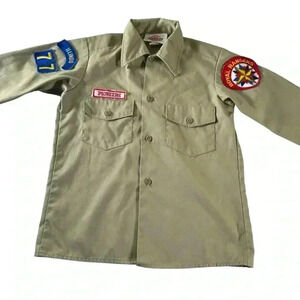 Dickies Pioneers Scouts Illinois Youth Button Shirt Youth Size 10 Tan